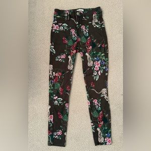 L’AGENCE Margot High Rise Skinny Guepard Floral French Moss Pants Jeans SZ 24